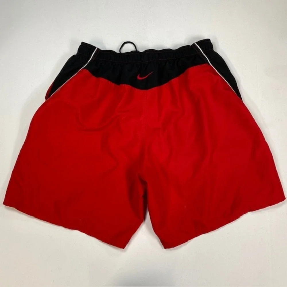 Nike Mens Swim Trunks Red Black White Logo‎ Mesh Lined XXL 2XL